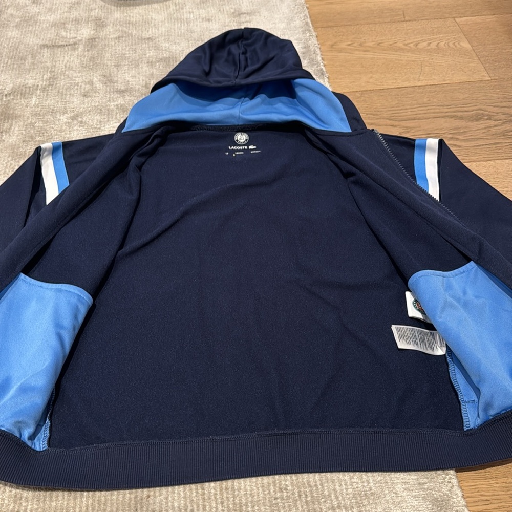 Lacoste Roland Garros Boys Zippered Hoodie Fleece Sweater - Picture 7 of 8
